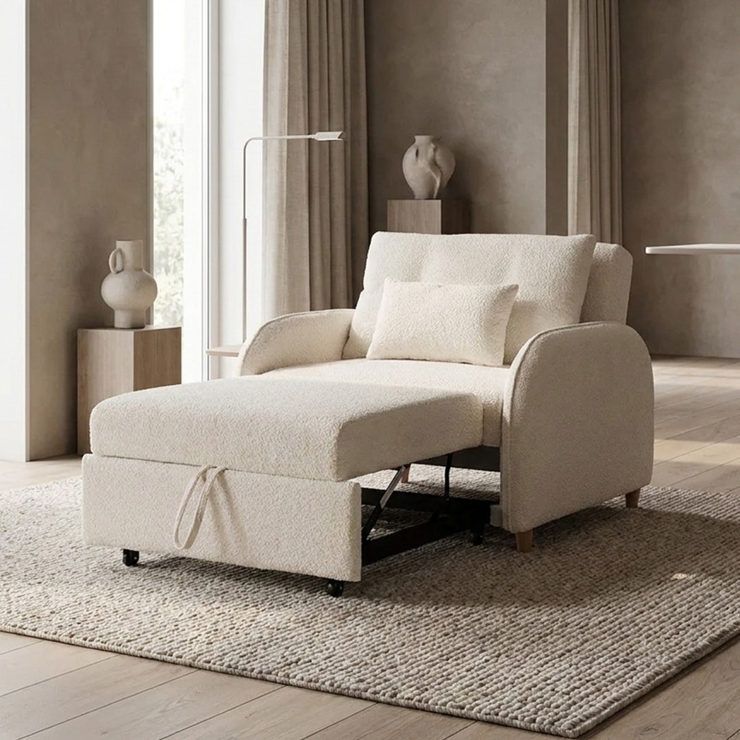 Caelan Ivory Single Seater Sofa Bed