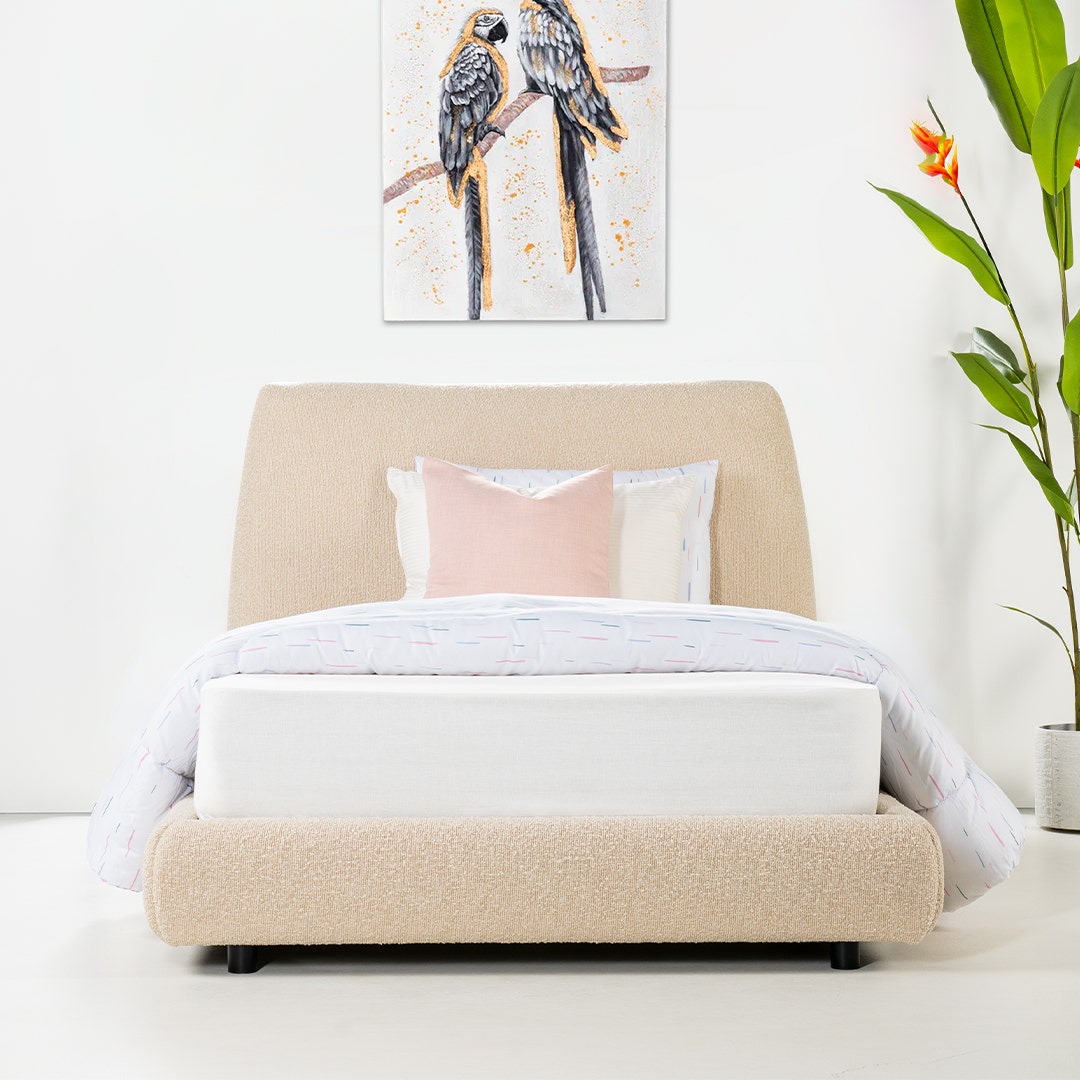 Casper Twin Bed 120X200cm Beige Boucle