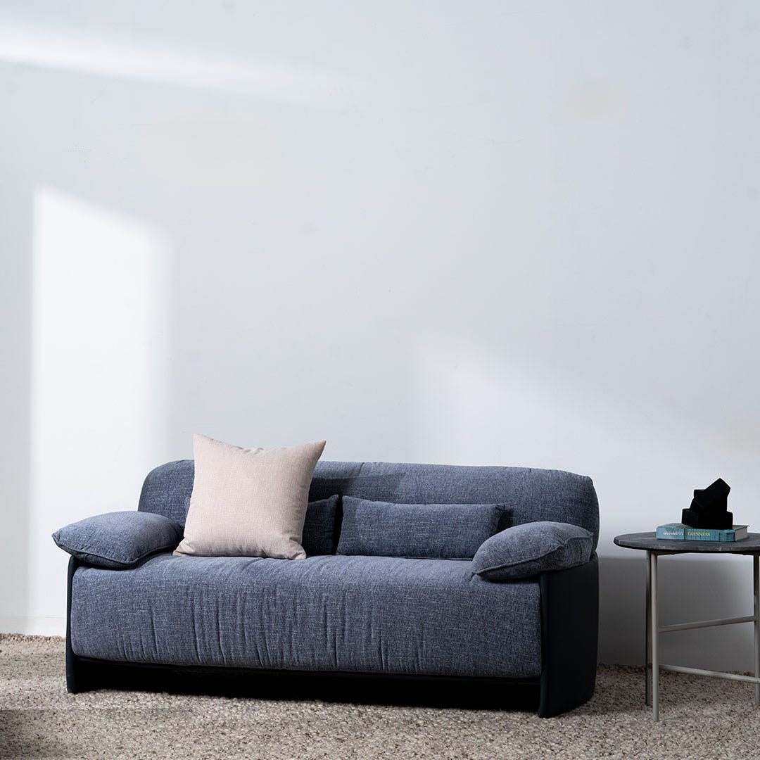 ألورا كنبة مقعدين – عاجي/أزرق (160 سم)