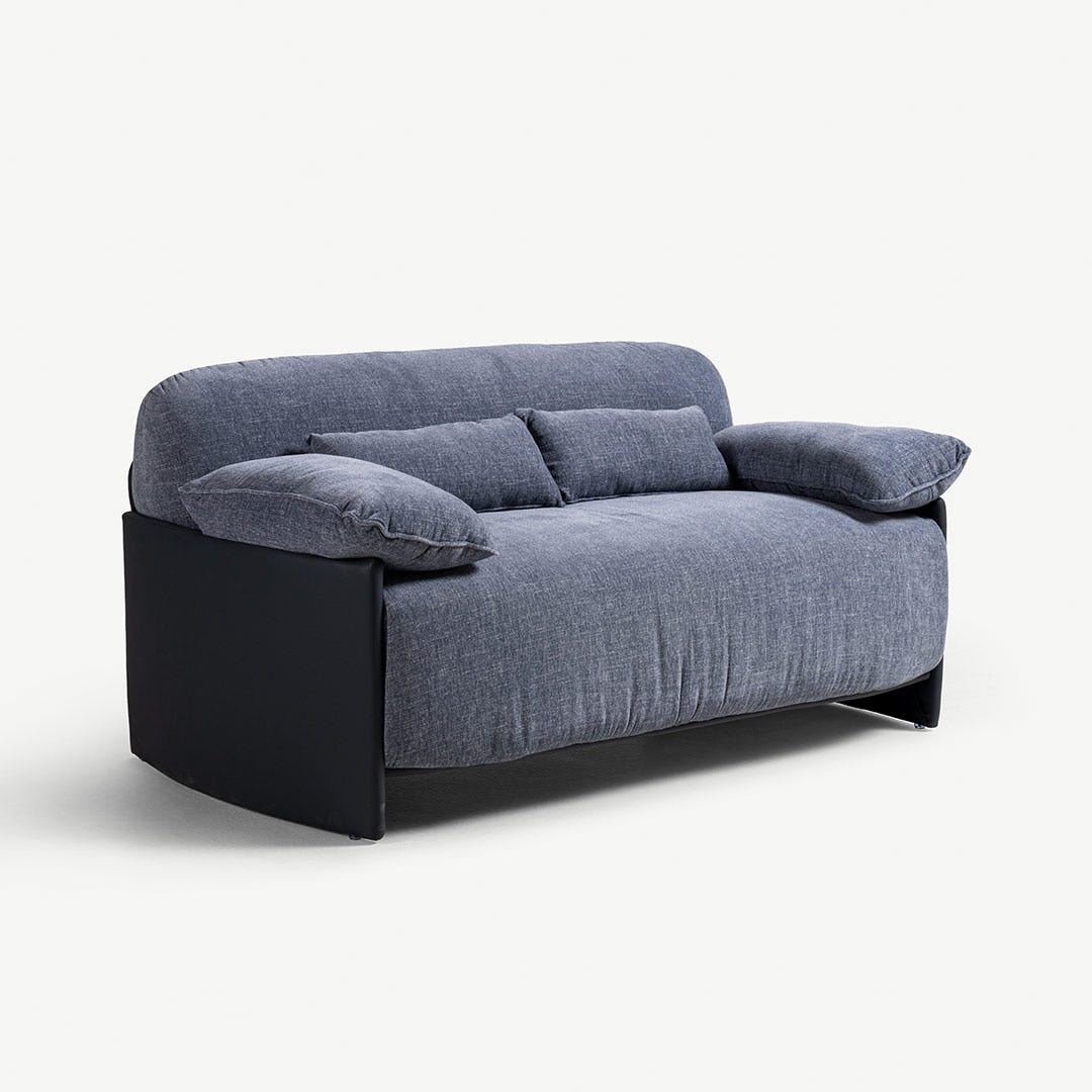 ألورا كنبة مقعدين – عاجي/أزرق (160 سم)