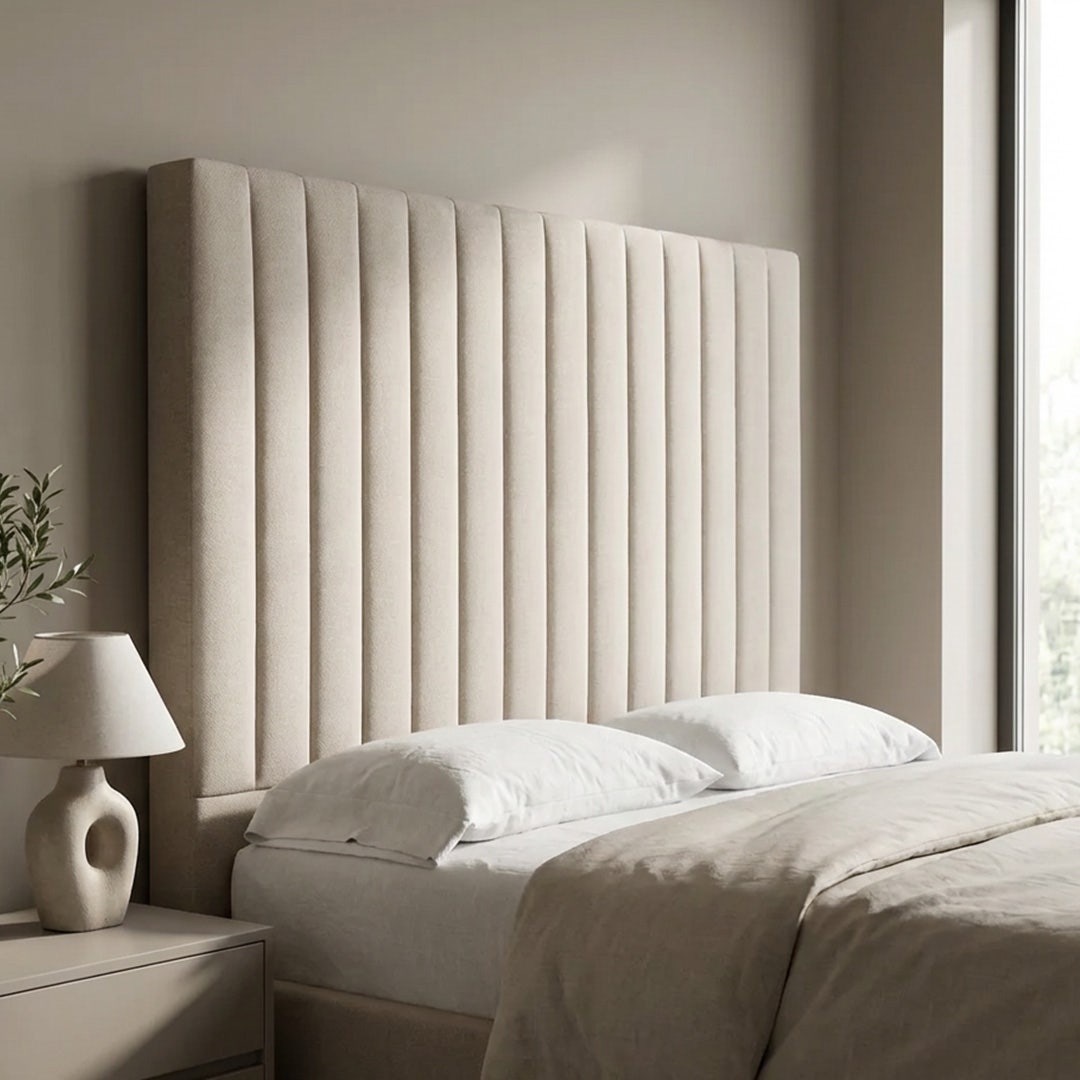 ييما لوح رأس سرير مخطط 120×200 سم - بيج