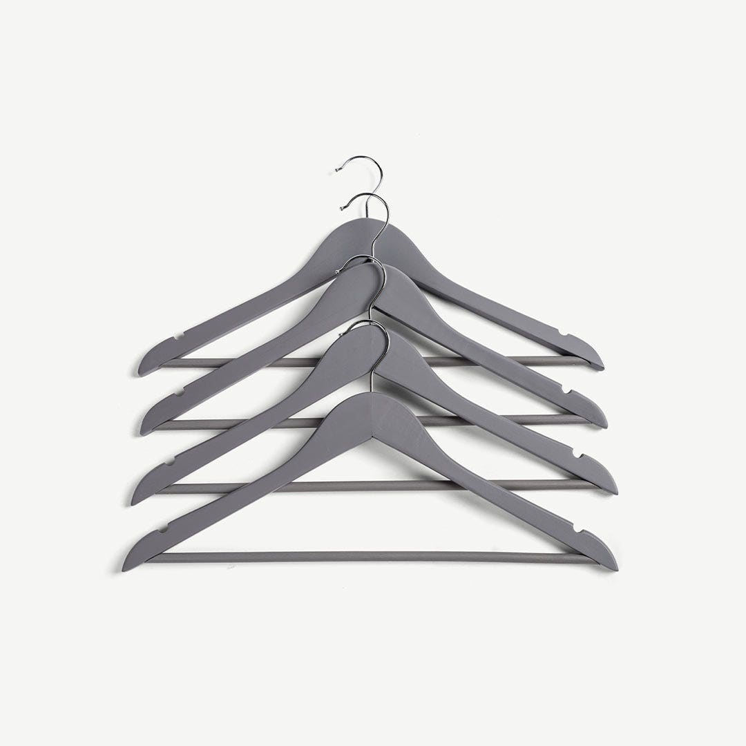 Madlien Wooden Hanger Set of 4pcs -Grey