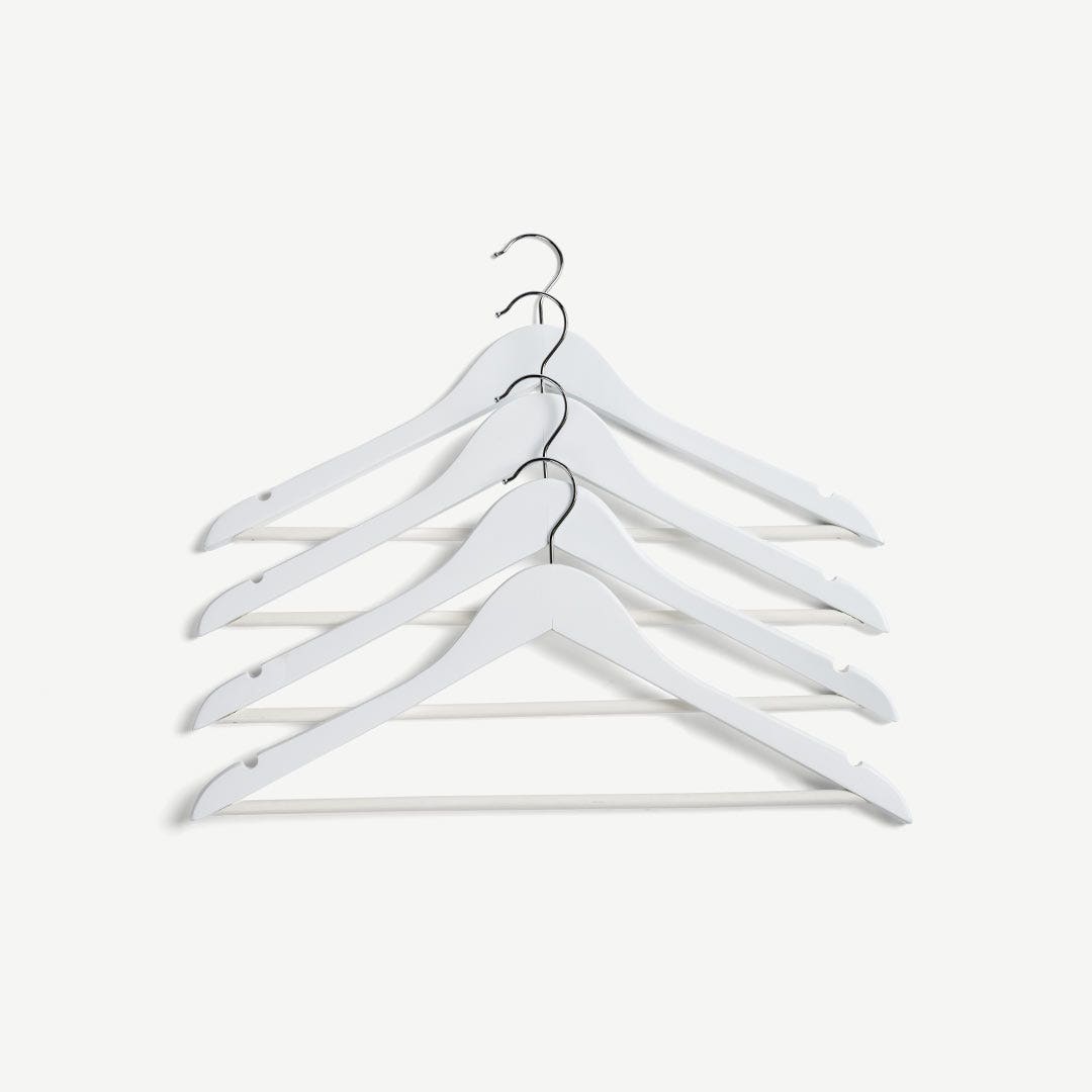 Madlien Wooden Hanger Set of 4pcs -White
