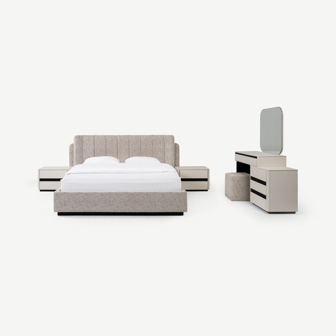 Baku 5pc King Bed Set 180x200cm Greige