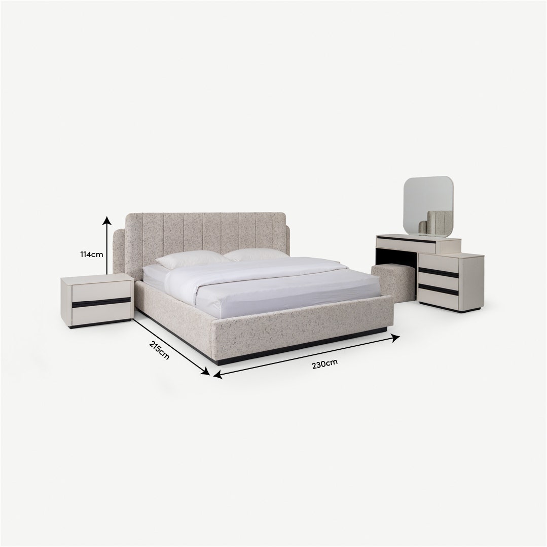 Baku 5pc King Bed Set 180x200cm Greige