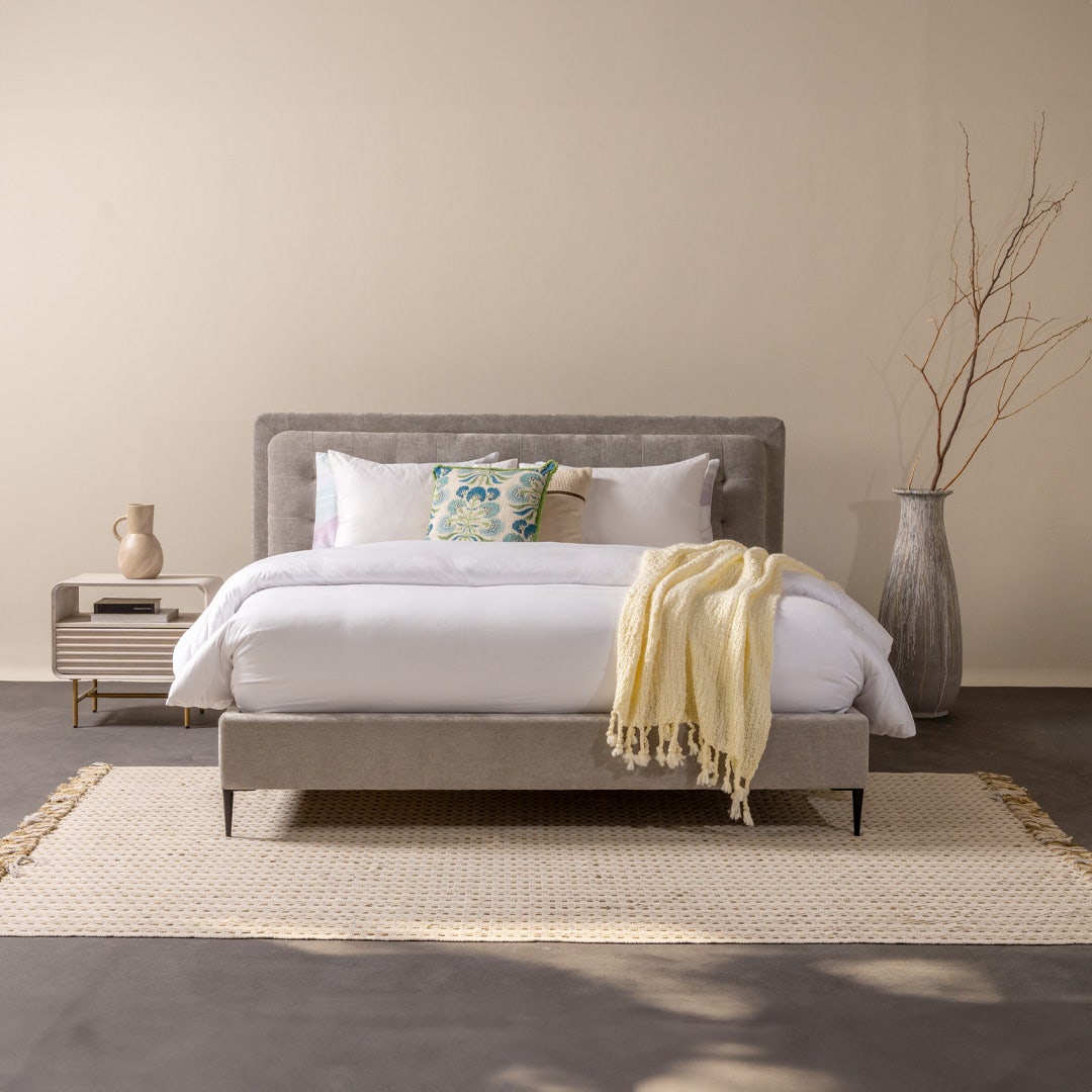 ناورا لوح رأس سرير بإضاءة إل إي دي 180×200 سم - رمادي