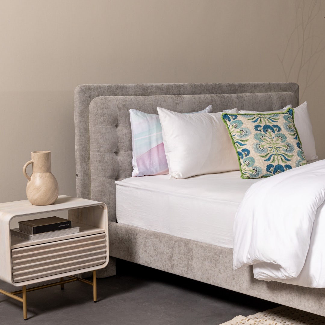 ناورا لوح رأس سرير بإضاءة إل إي دي 180×200 سم - رمادي