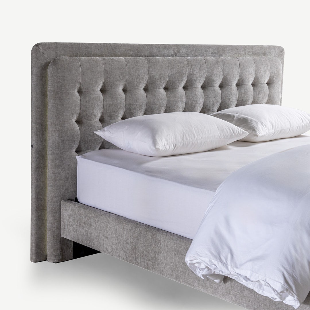 ناورا لوح رأس سرير بإضاءة إل إي دي 180×200 سم - رمادي