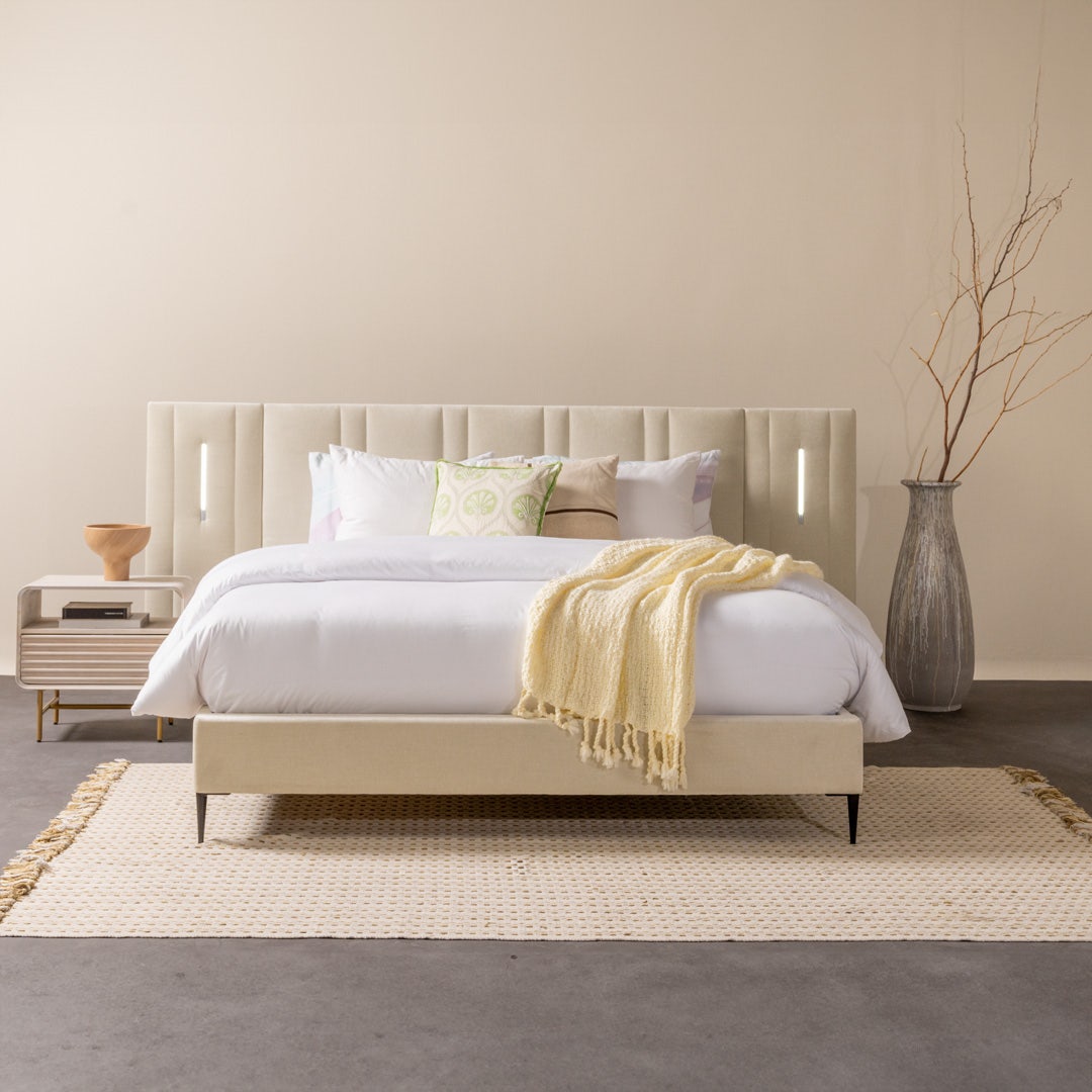 Naura Smart LED Headboard 180x200cm Beige