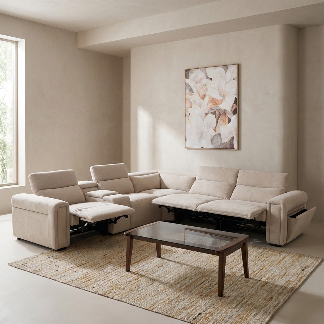 Relom Recliner Corner Sofa Ecru