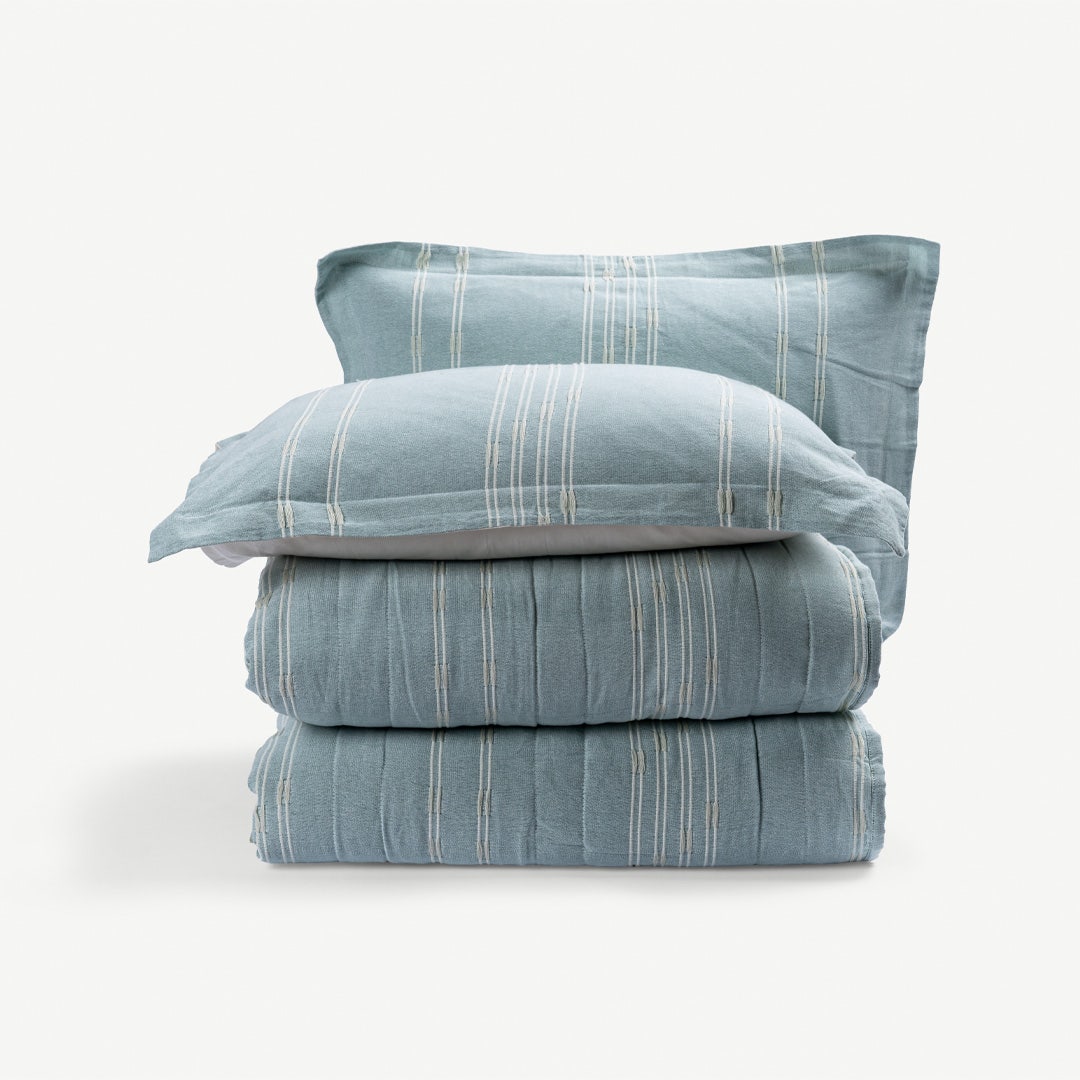 Gene Jacquard Bedspread Set Blue-220x240cm