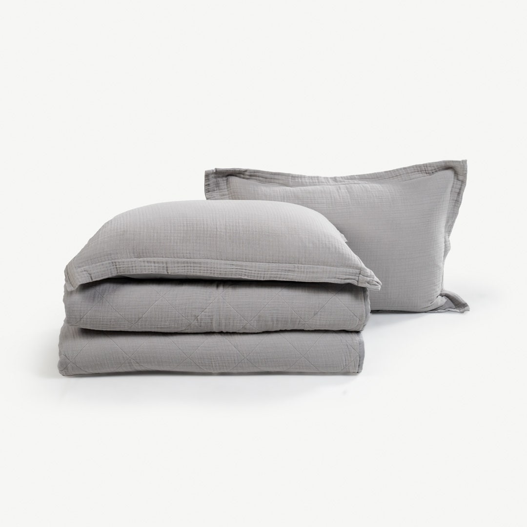 Nani Gauze Bedspread Set Grey-180x240cm