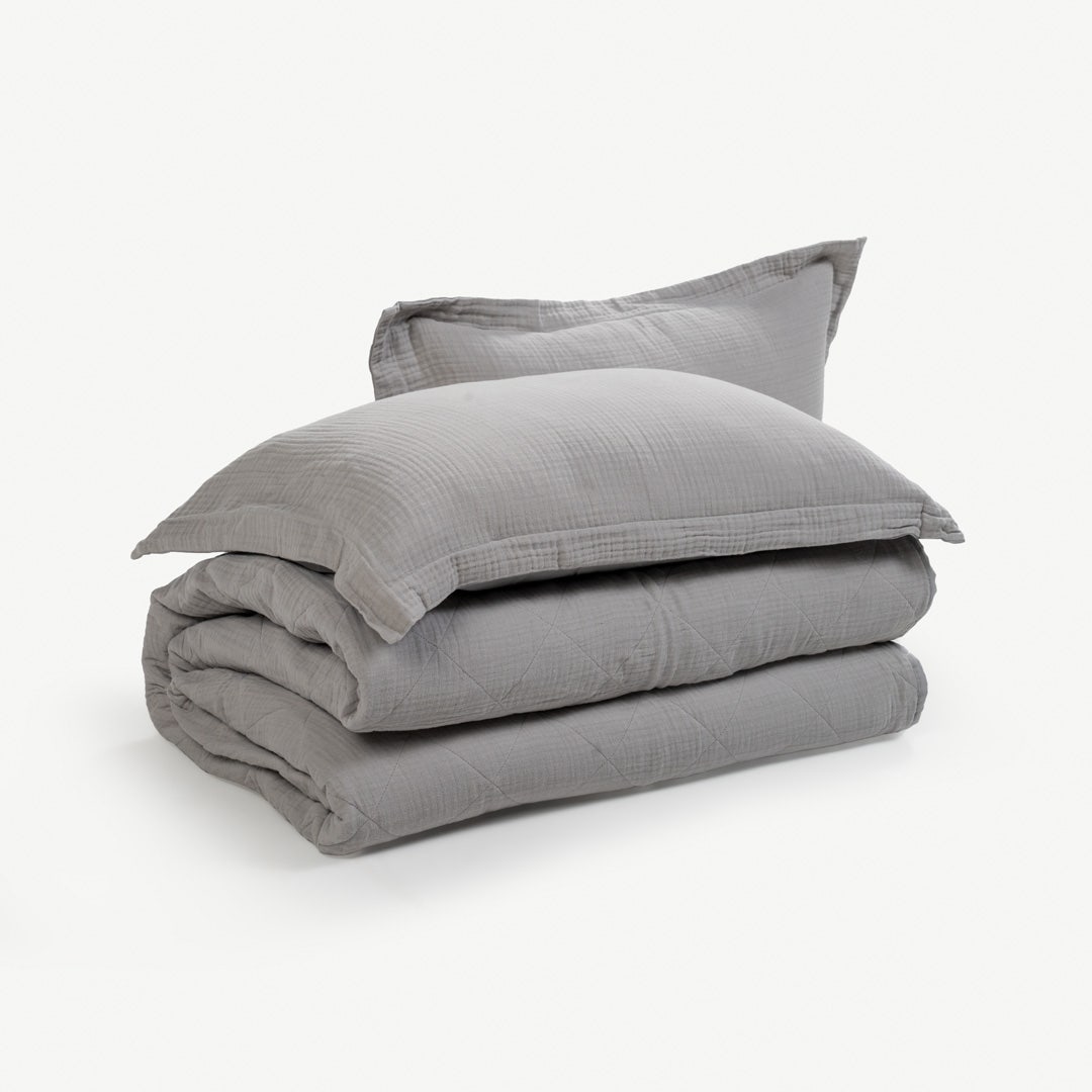 Nani Gauze Bedspread Set Grey-220x240cm