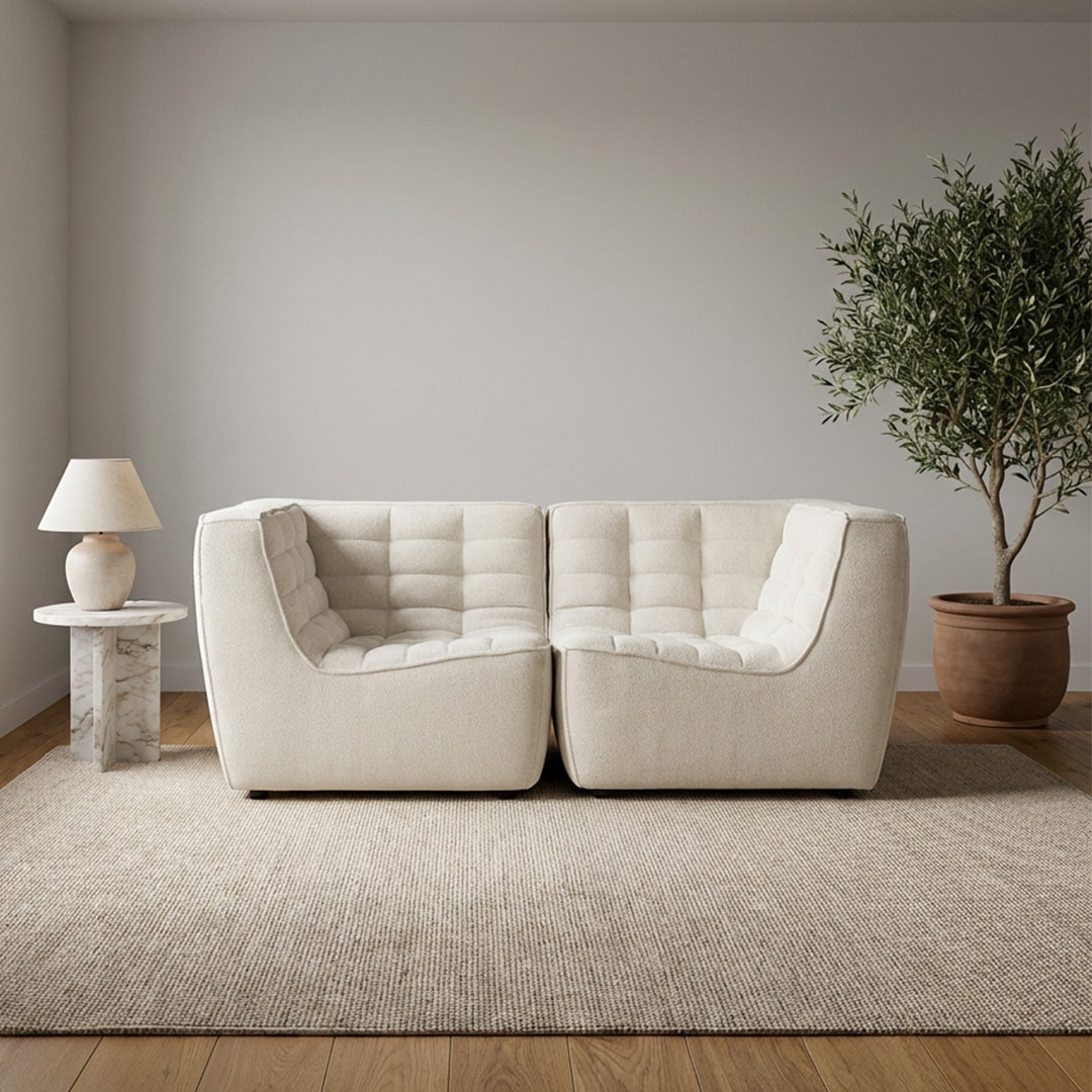 إيفان طقم كنبة مقعدين - عاجي