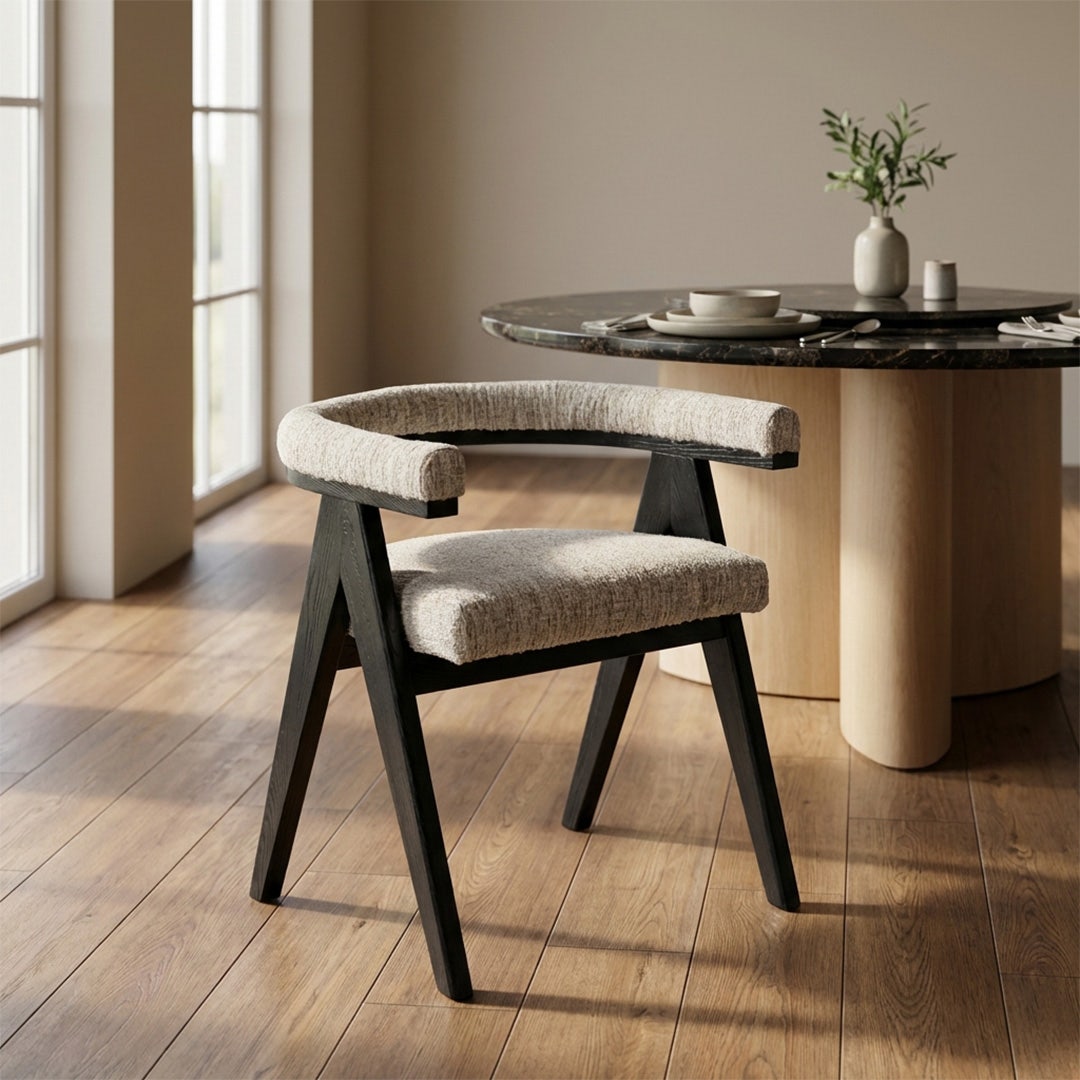 ريلين كرسي طعام بذراعين - بيج