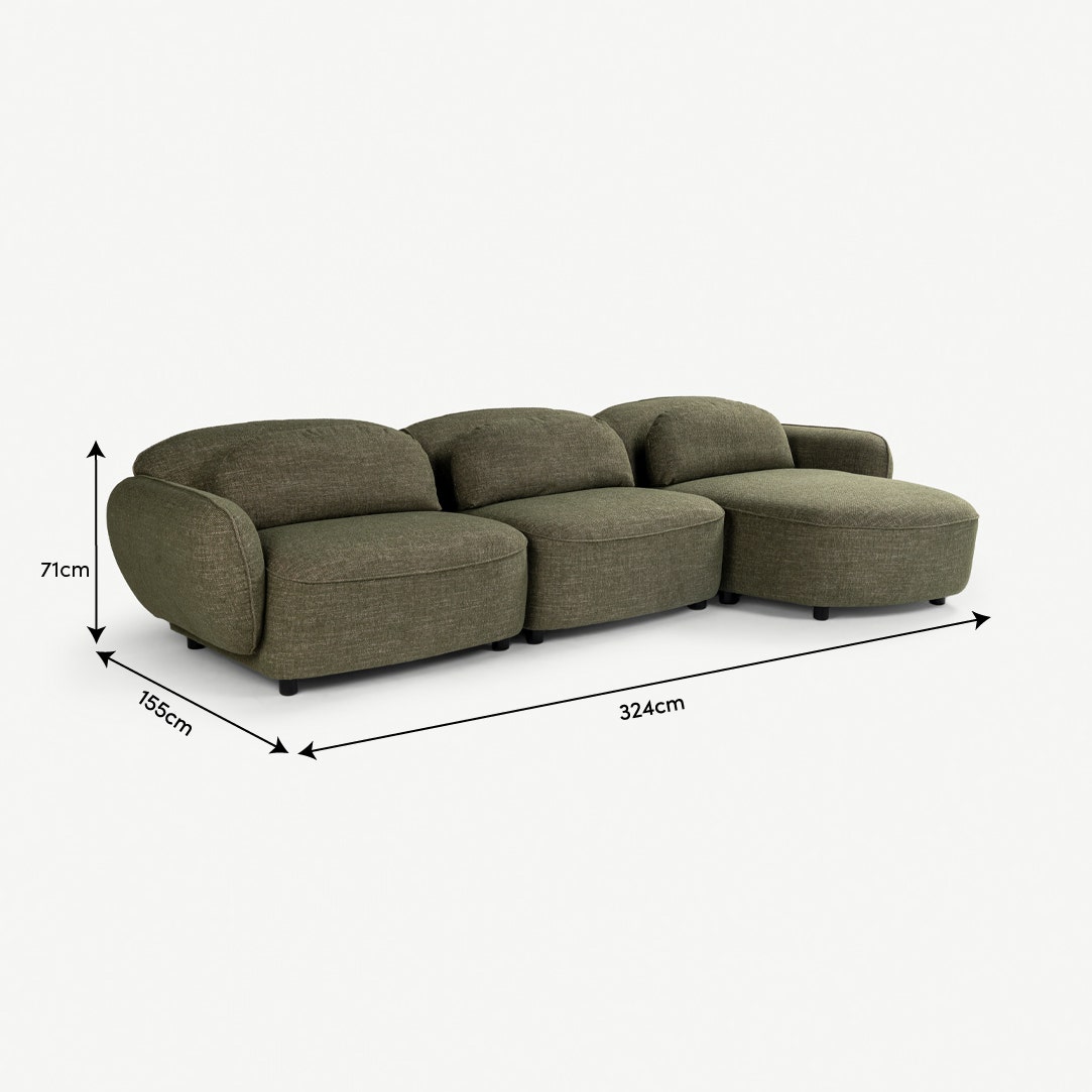 Kimi Right Corner Sofa Green