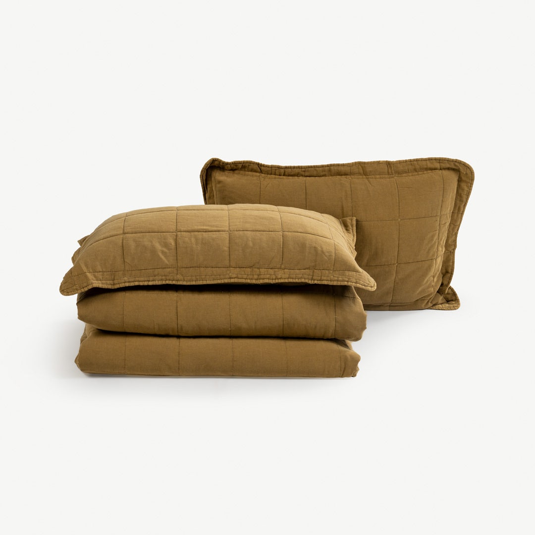 Kamelle Bedspread Set Mustard -220x240cm