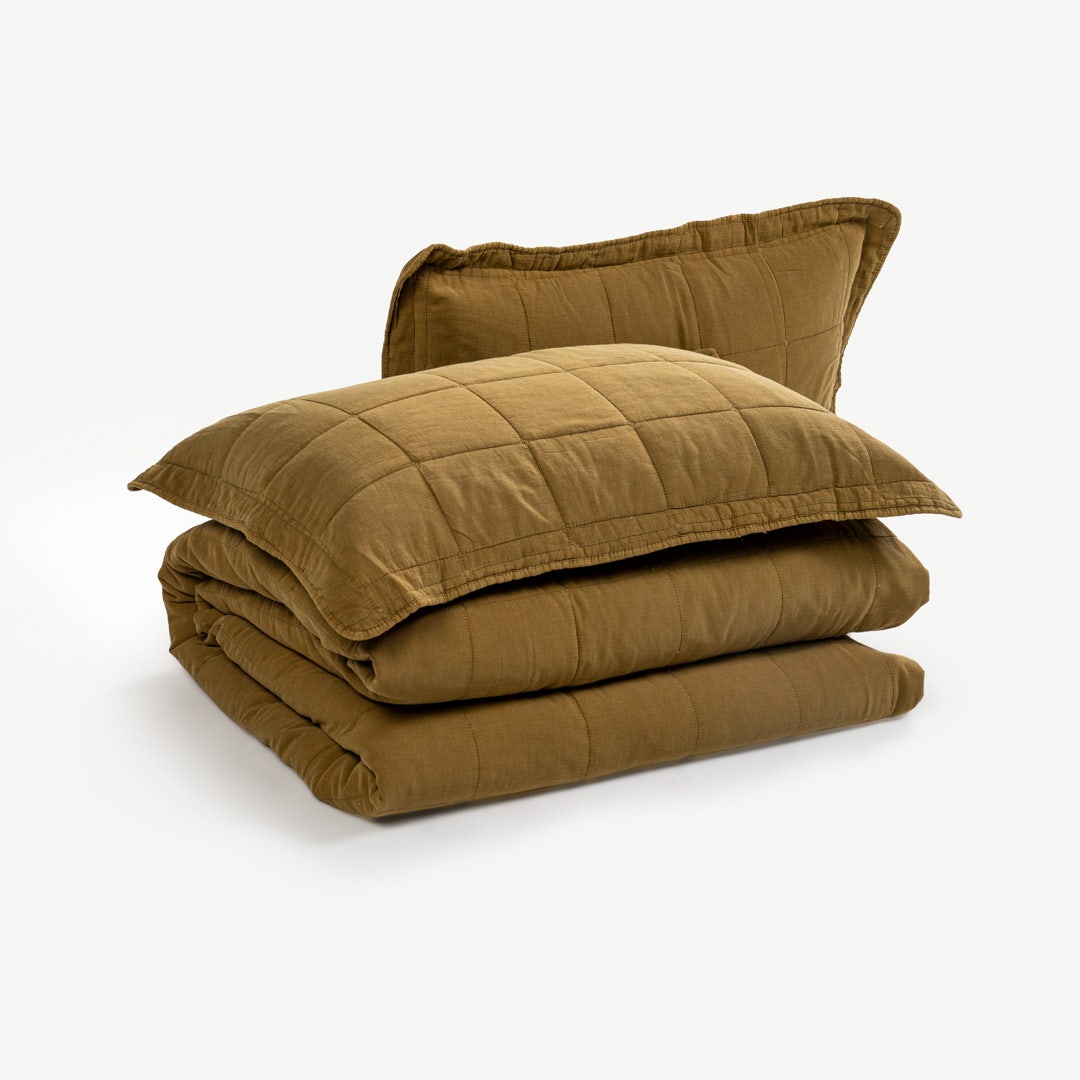 Kamelle Bedspread Set Mustard -220x240cm