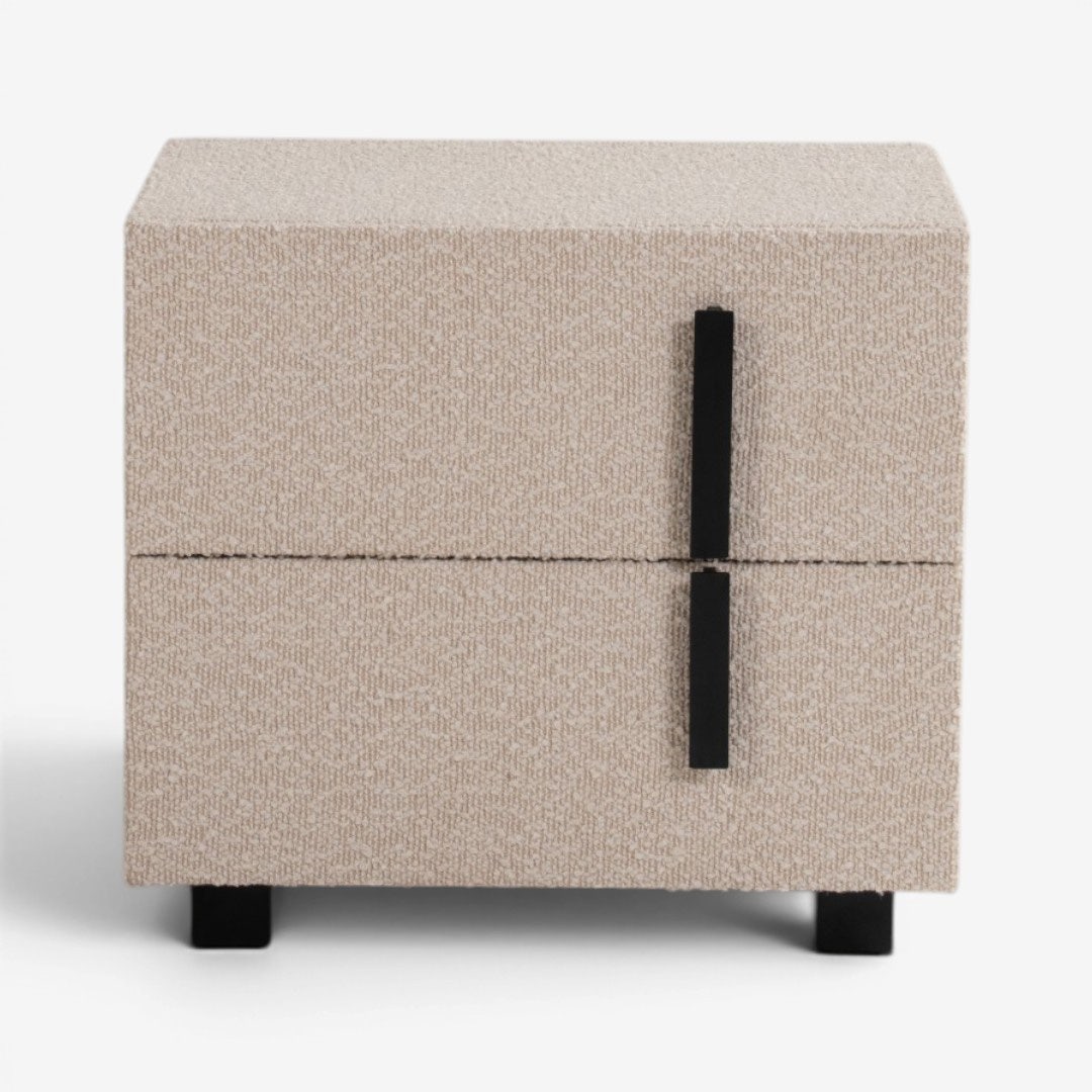 Casper Bedside Table Beige Boucle