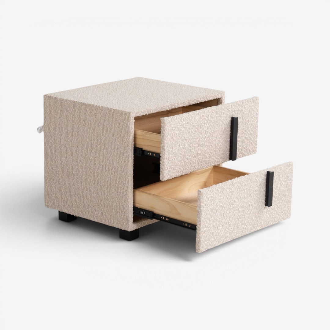 Casper Bedside Table Beige Boucle