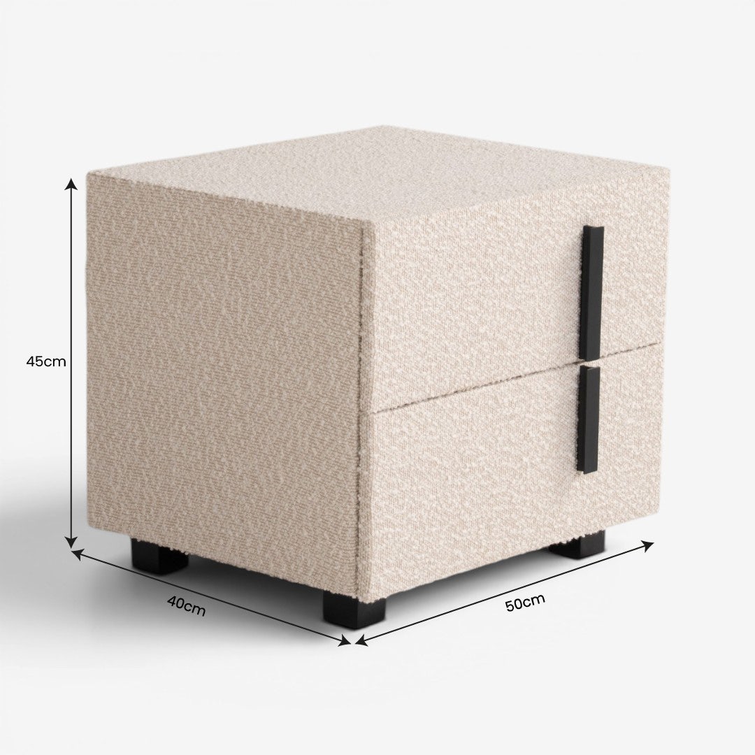 Casper Bedside Table Beige Boucle