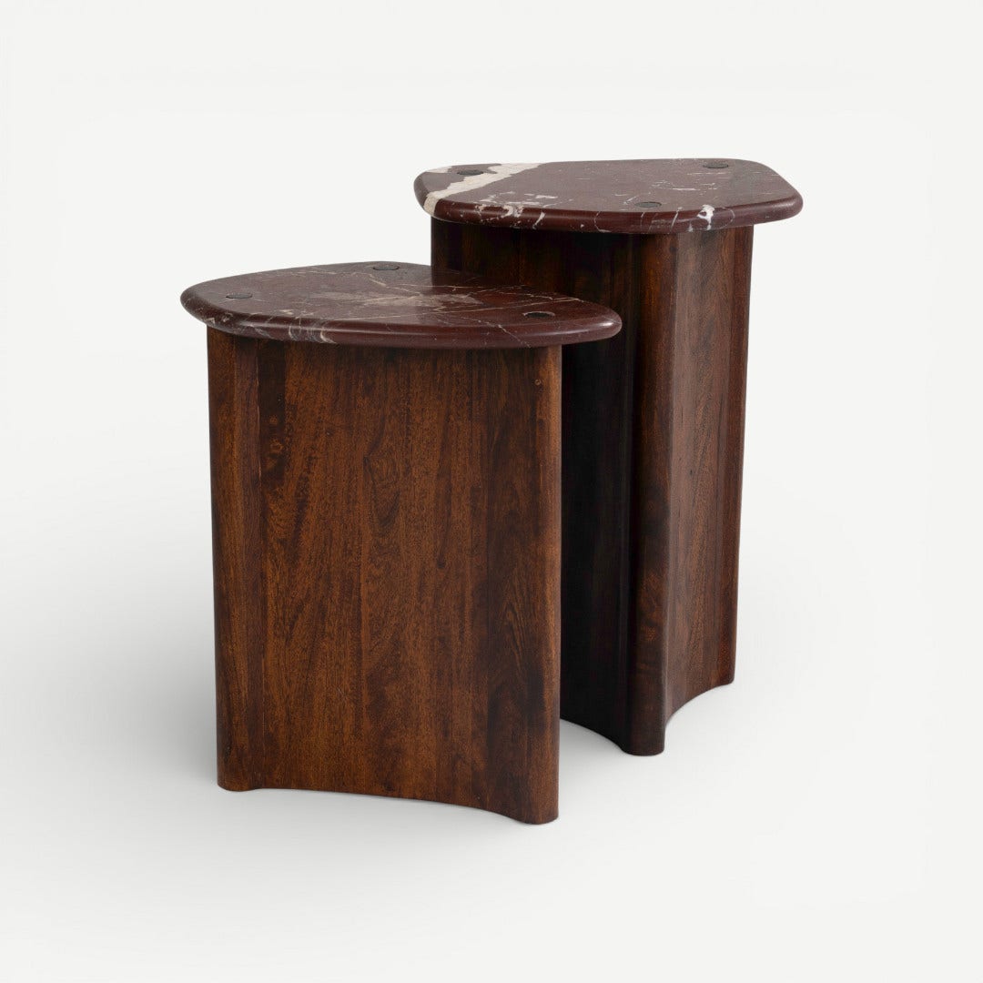 مشربية طقم طاولة جانبية - جوز