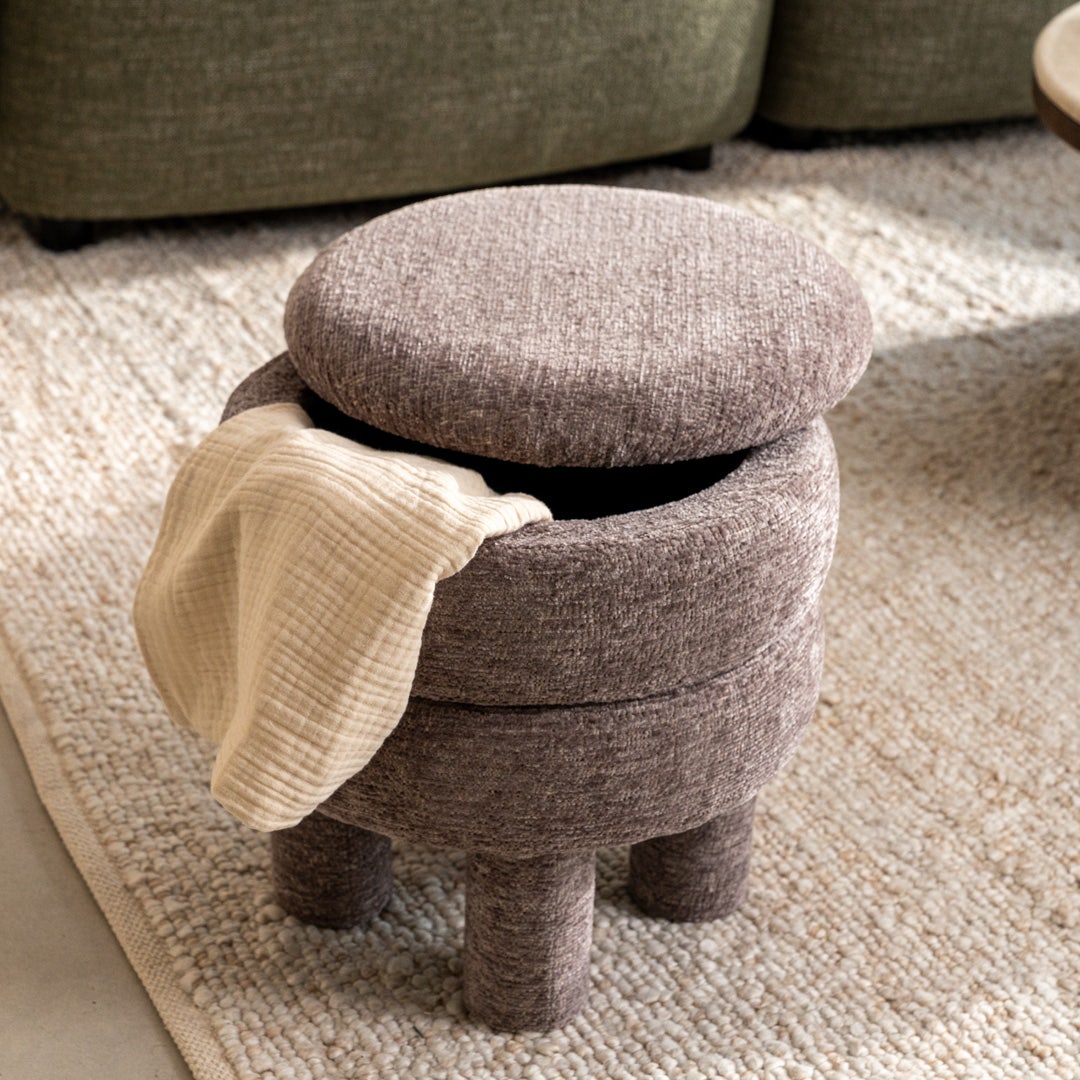 Miyah Stool with Storage Ecru