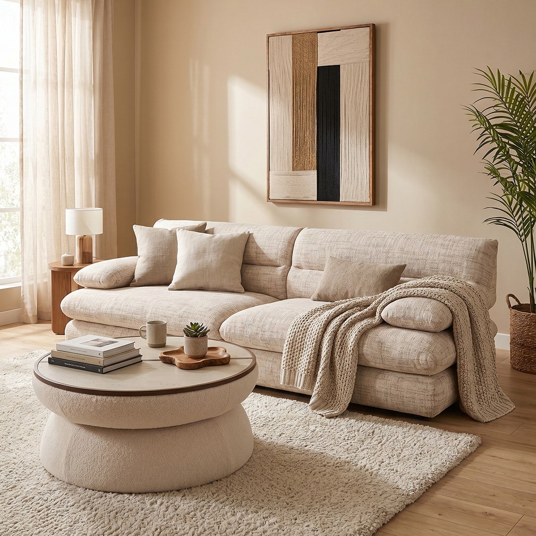 Salif 3 Seater Sofa Ecru
