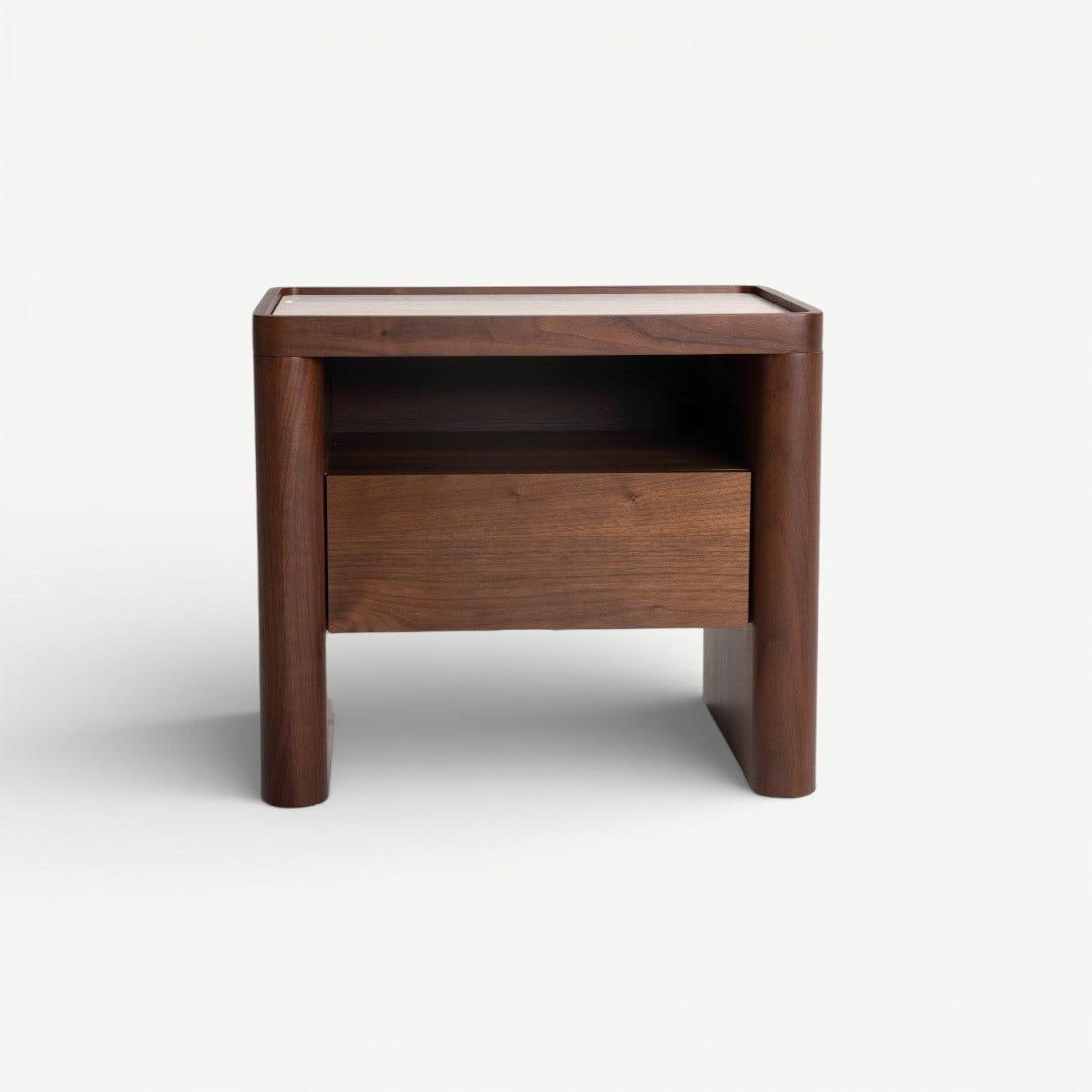 Ambrose Bedside Table w LED Walnut