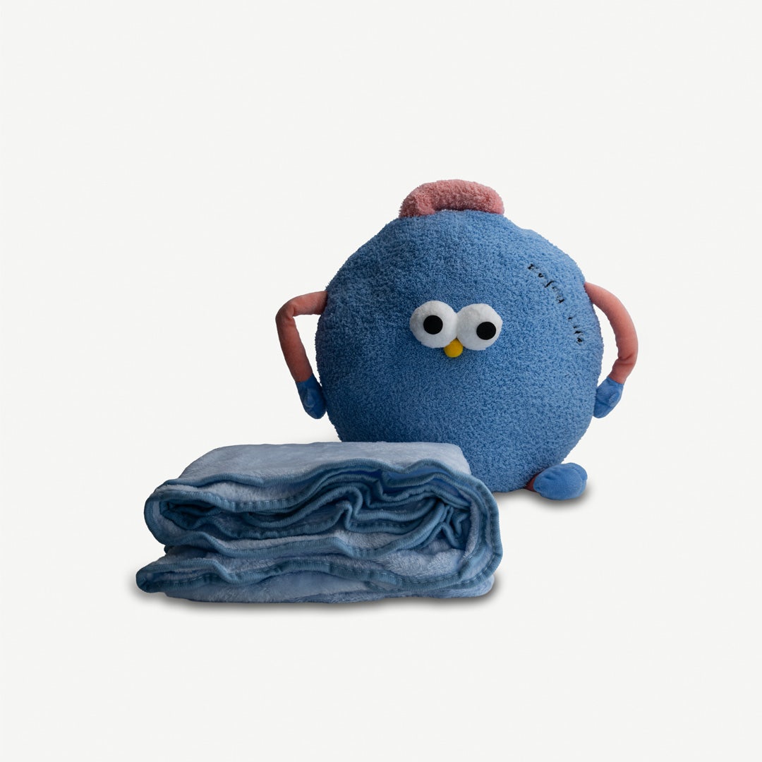 Ramies Cushion/Blanket Blue - 90x165cm