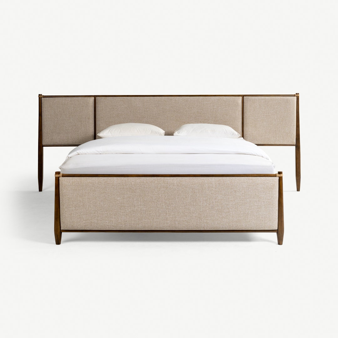 Nomad King Bed Walnut with Wings