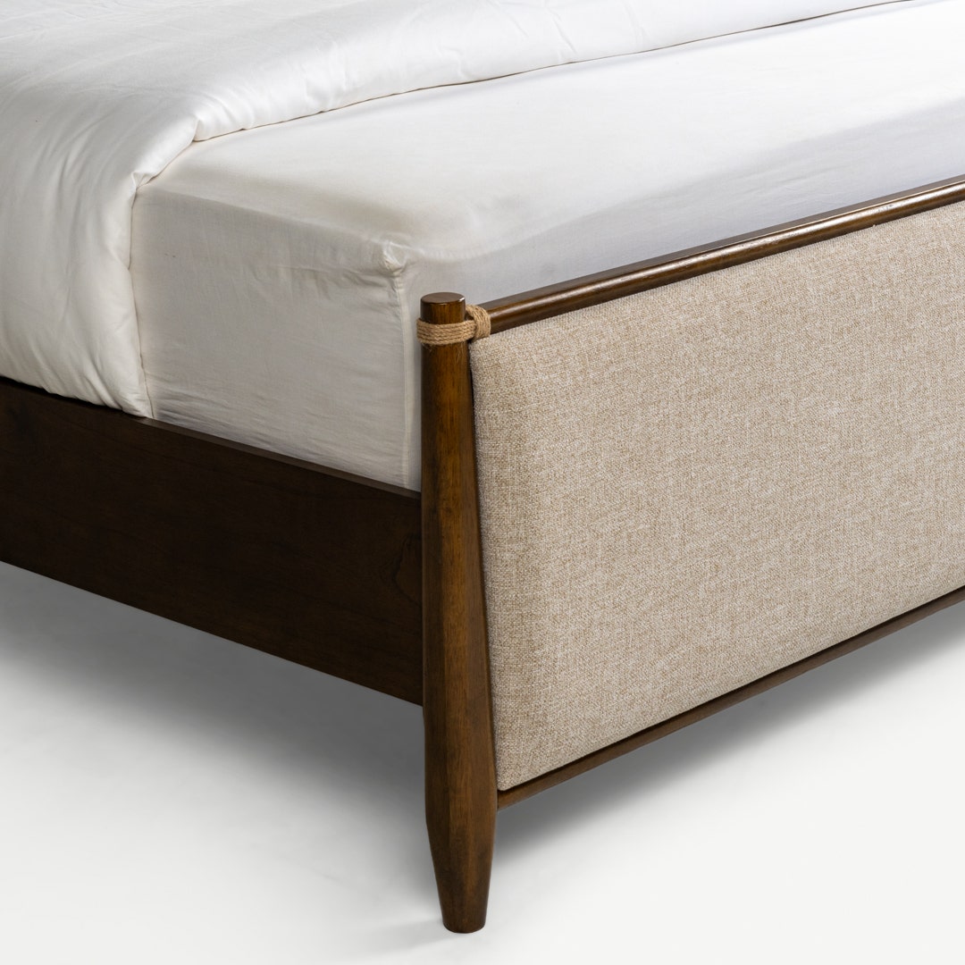 Nomad King Bed Walnut with Wings