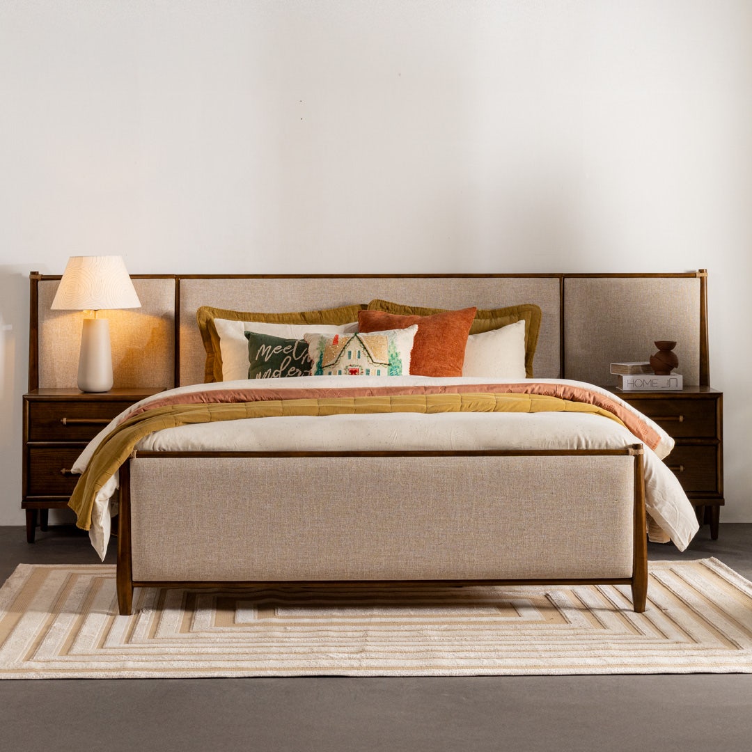 Nomad King Bed Walnut with Wings