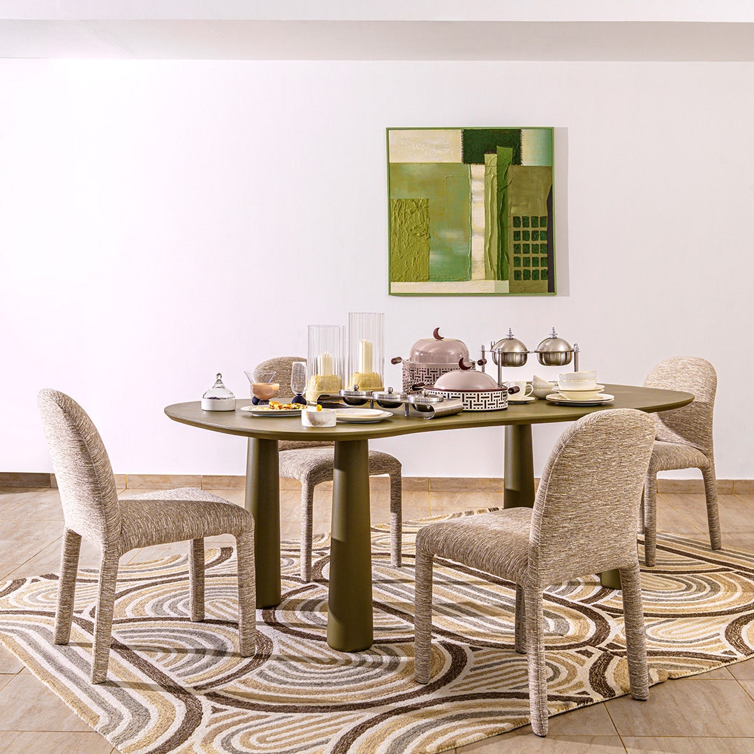 دانتلي طاولة طعام 6 كراسي - أخضر زيتوني