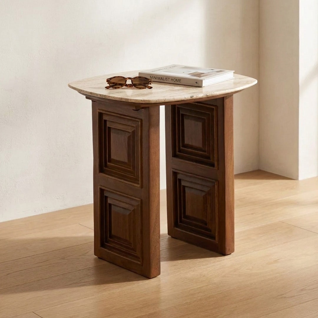 Naim Travertine End Table Natural