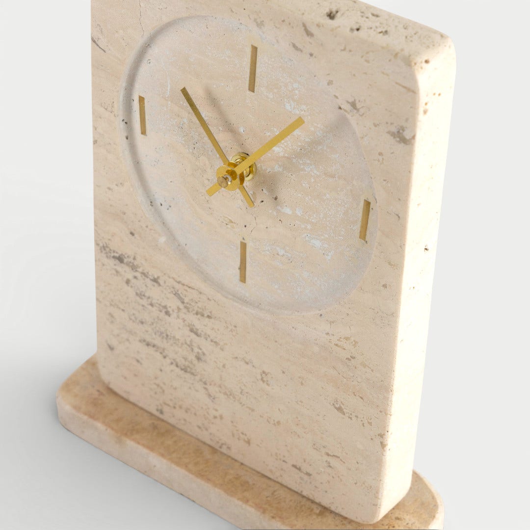إياني ساعة طاولة رخام - طبيعي