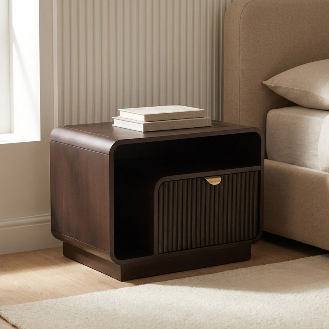 Aros Right Bedside Table Brown