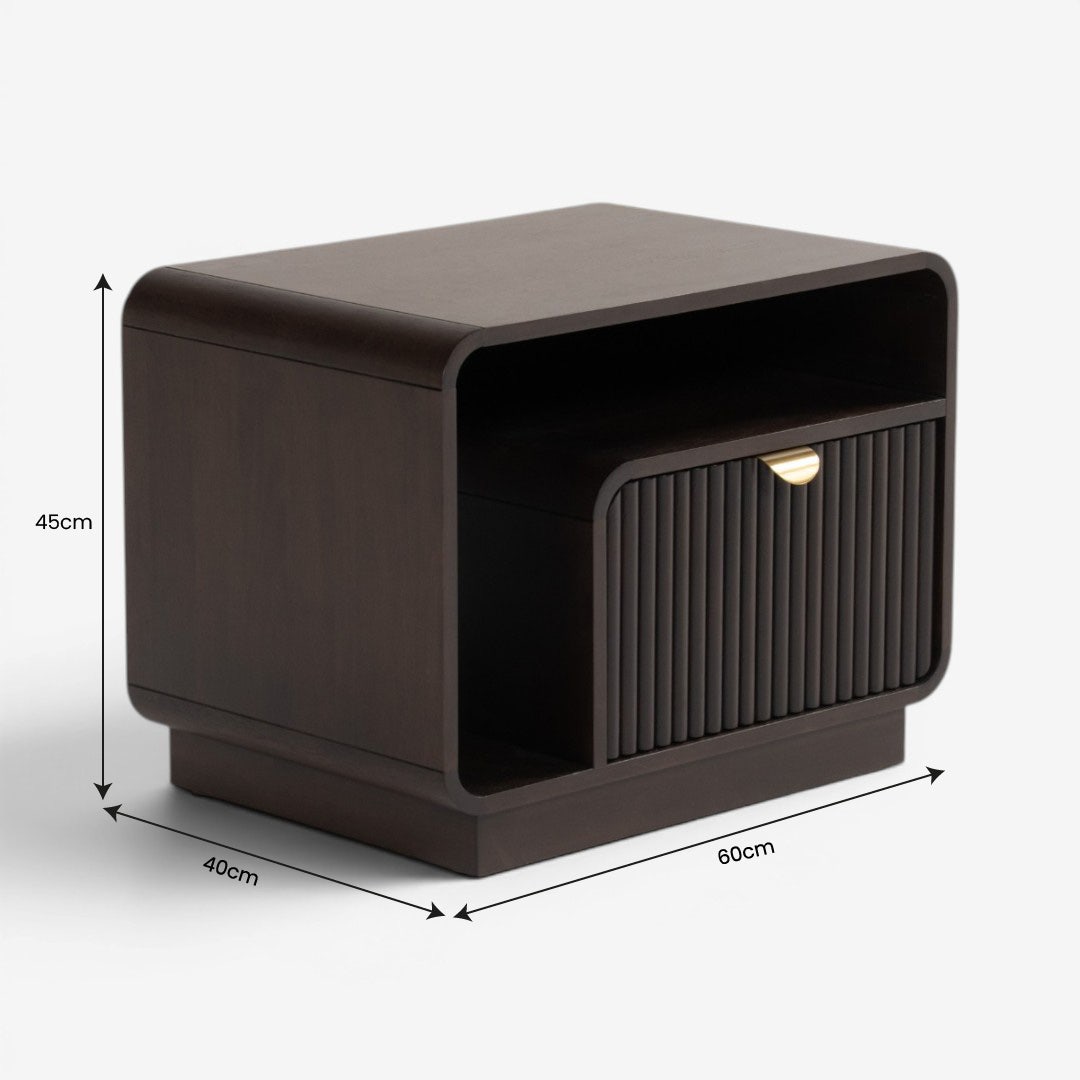 Aros Right Bedside Table Brown