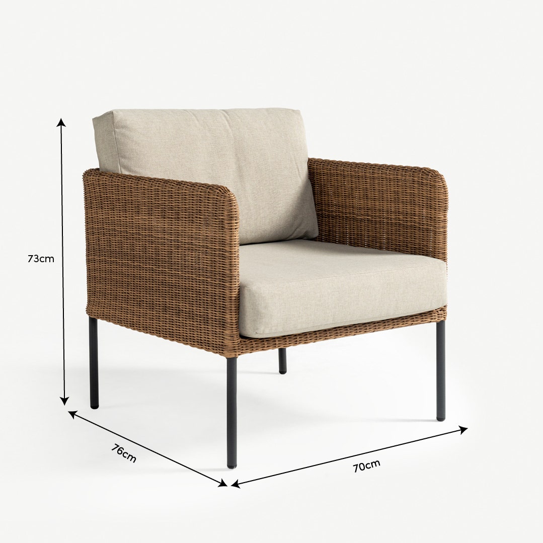 Aveline Rattan 1 Seater Sofa Natural