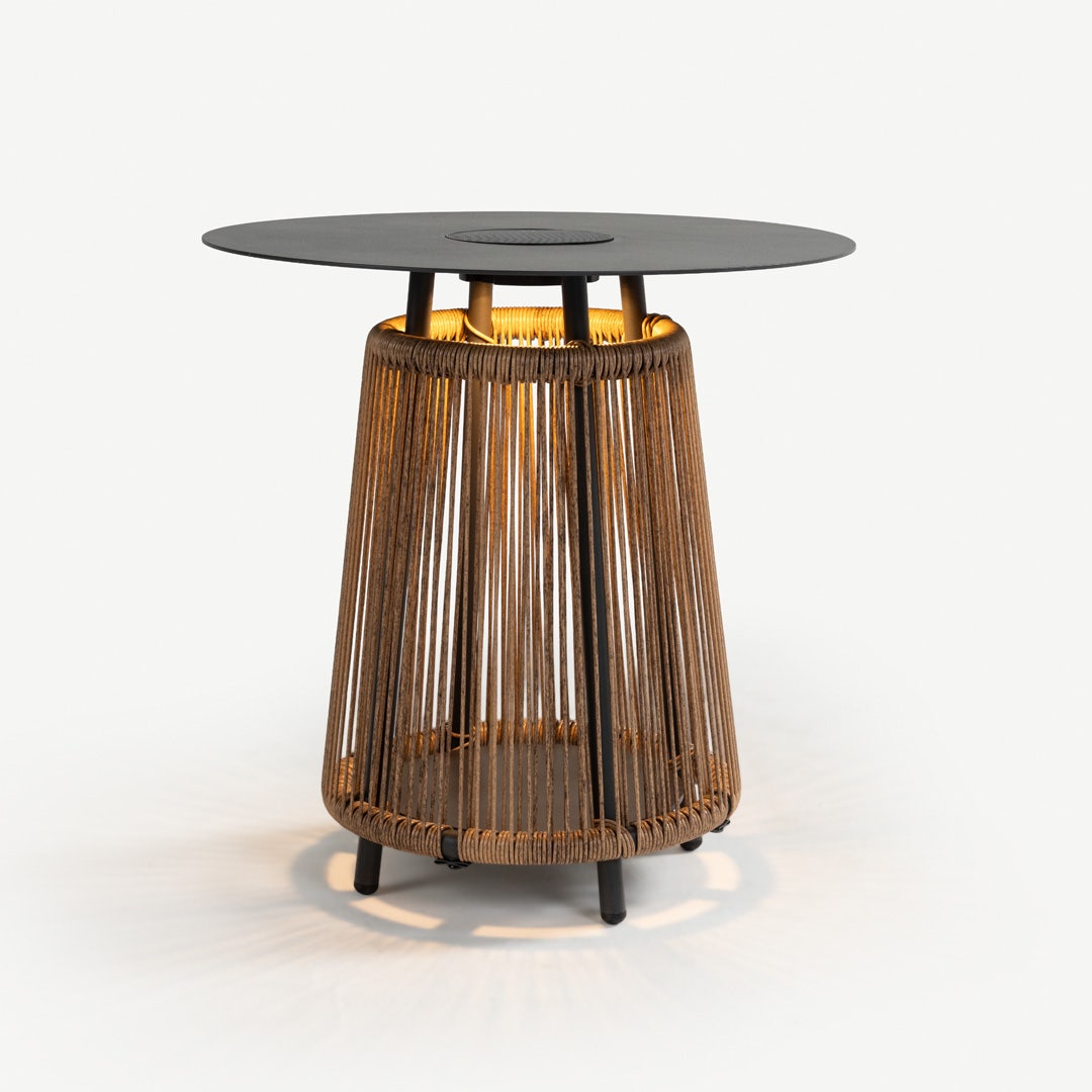 Aveline Outdoor Solar End Table Natural