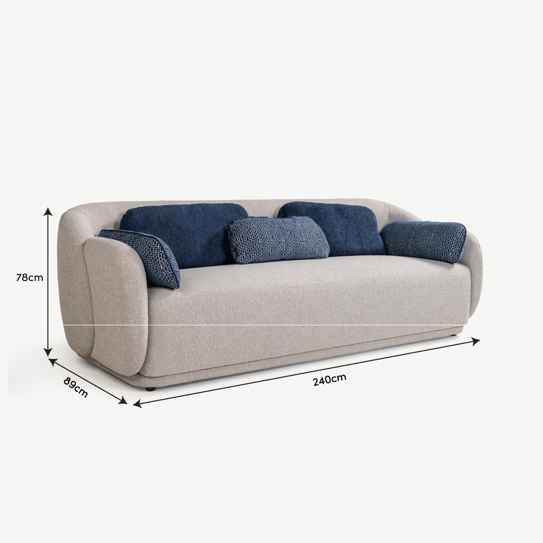 Jina 3 Seater Sofa Greige