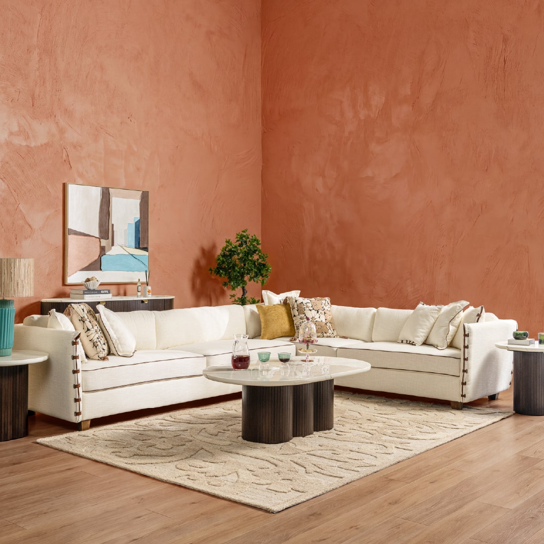 Lunete Left Corner Sofa Set Beige