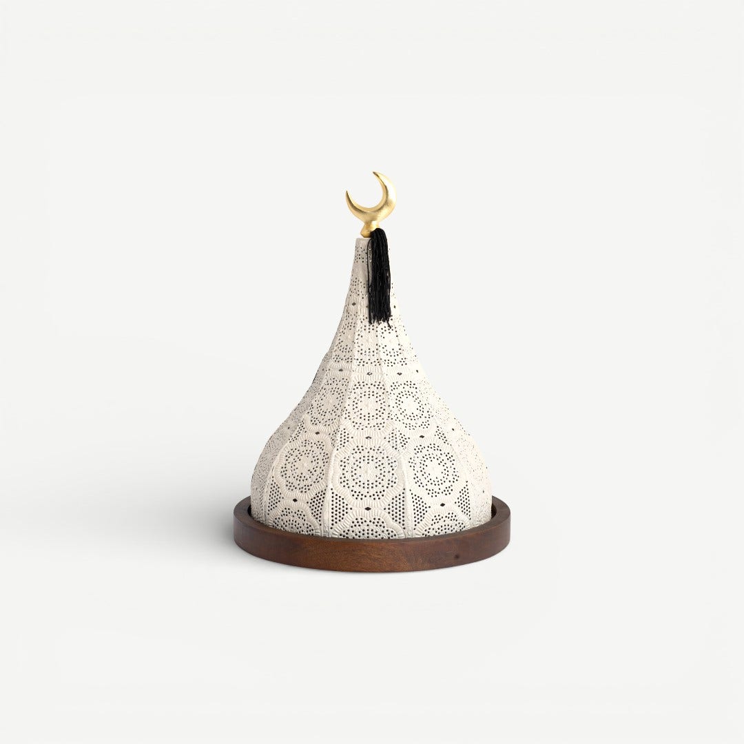 Mashrabiya Cake Dome Ivory-25x25cm