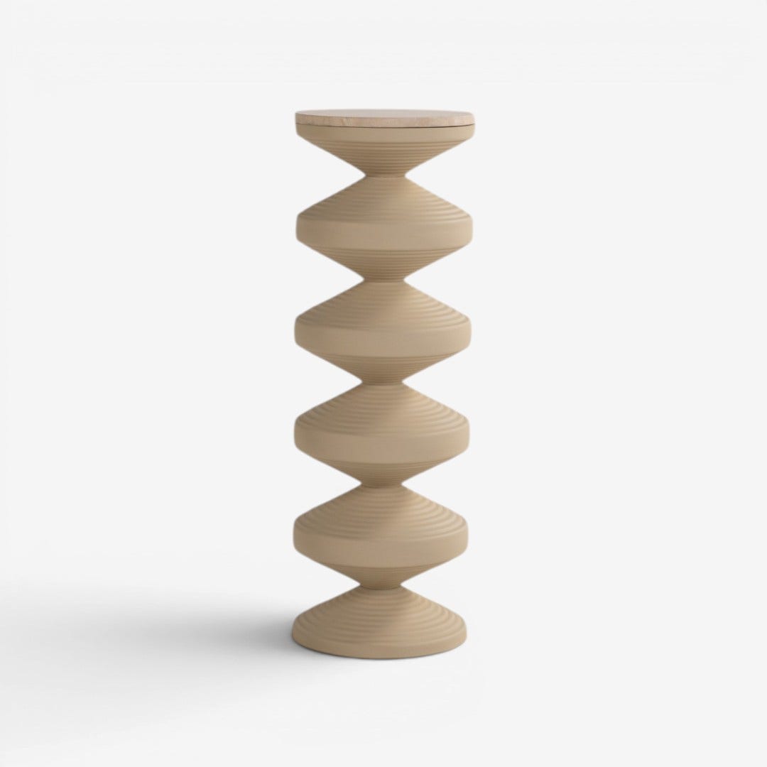 Alkai Metal & Travertine Pedestal - 97cm