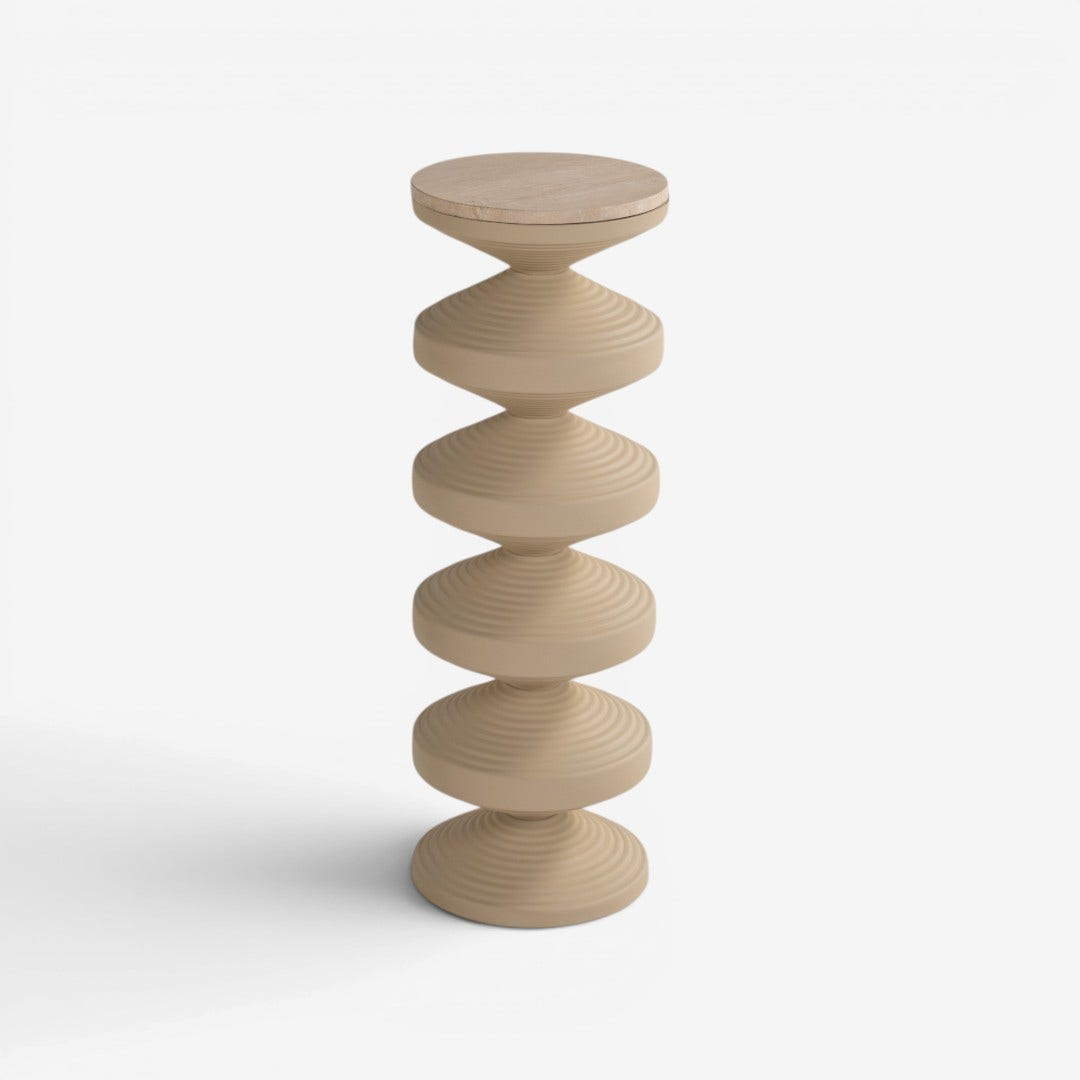 Alkai Metal & Travertine Pedestal - 97cm