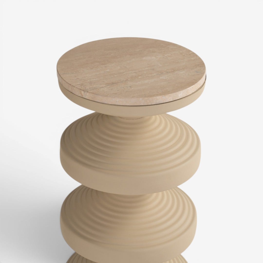 Alkai Metal & Travertine Pedestal - 97cm