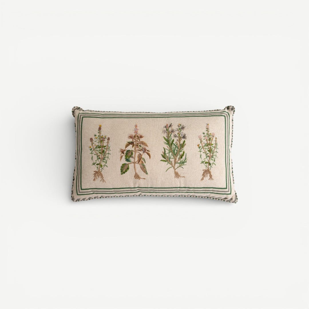 Leafy Embroidered Cushion - 35x60cm