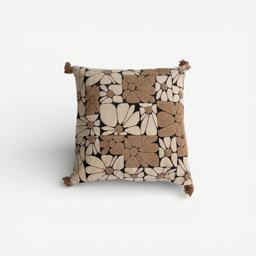 Jinan Emb. Cushion W/ Tassle - 50x50cm