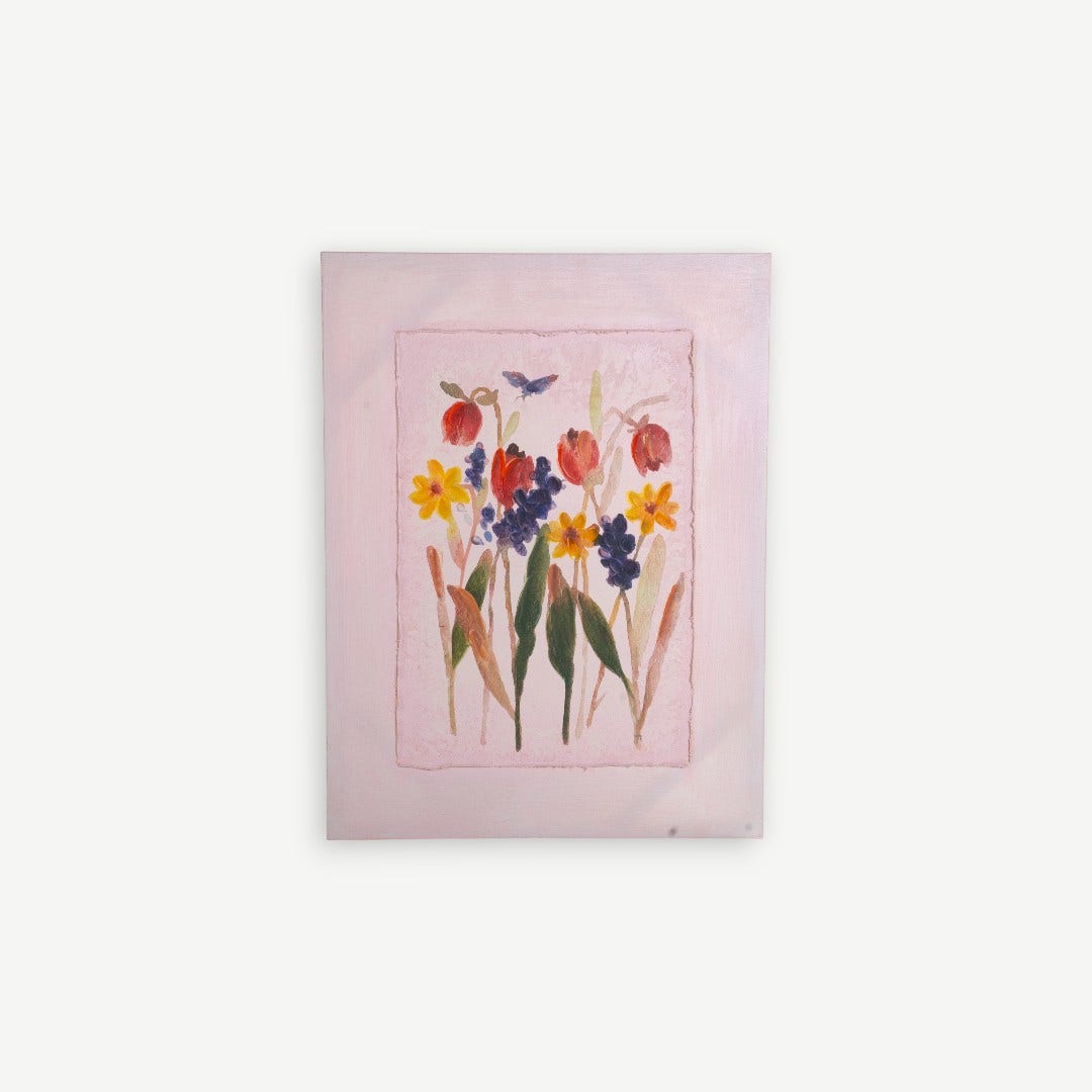 لوحة حائط ليفي مرسومة يدويًا - وردي