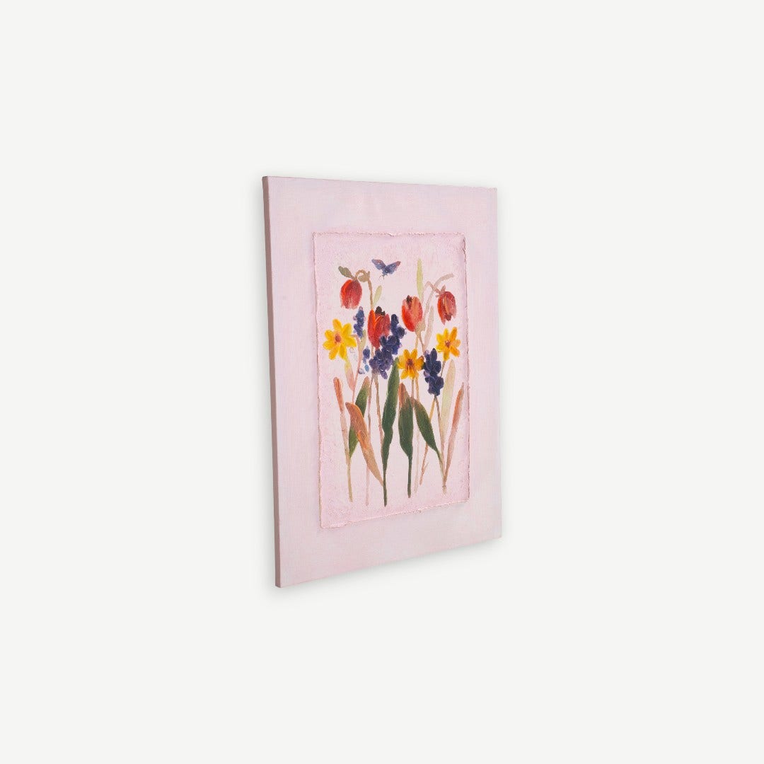 لوحة حائط ليفي مرسومة يدويًا - وردي